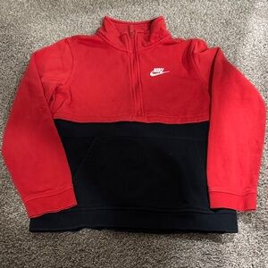 Nike Kids Red and Black Half-Zip Sweatshirt